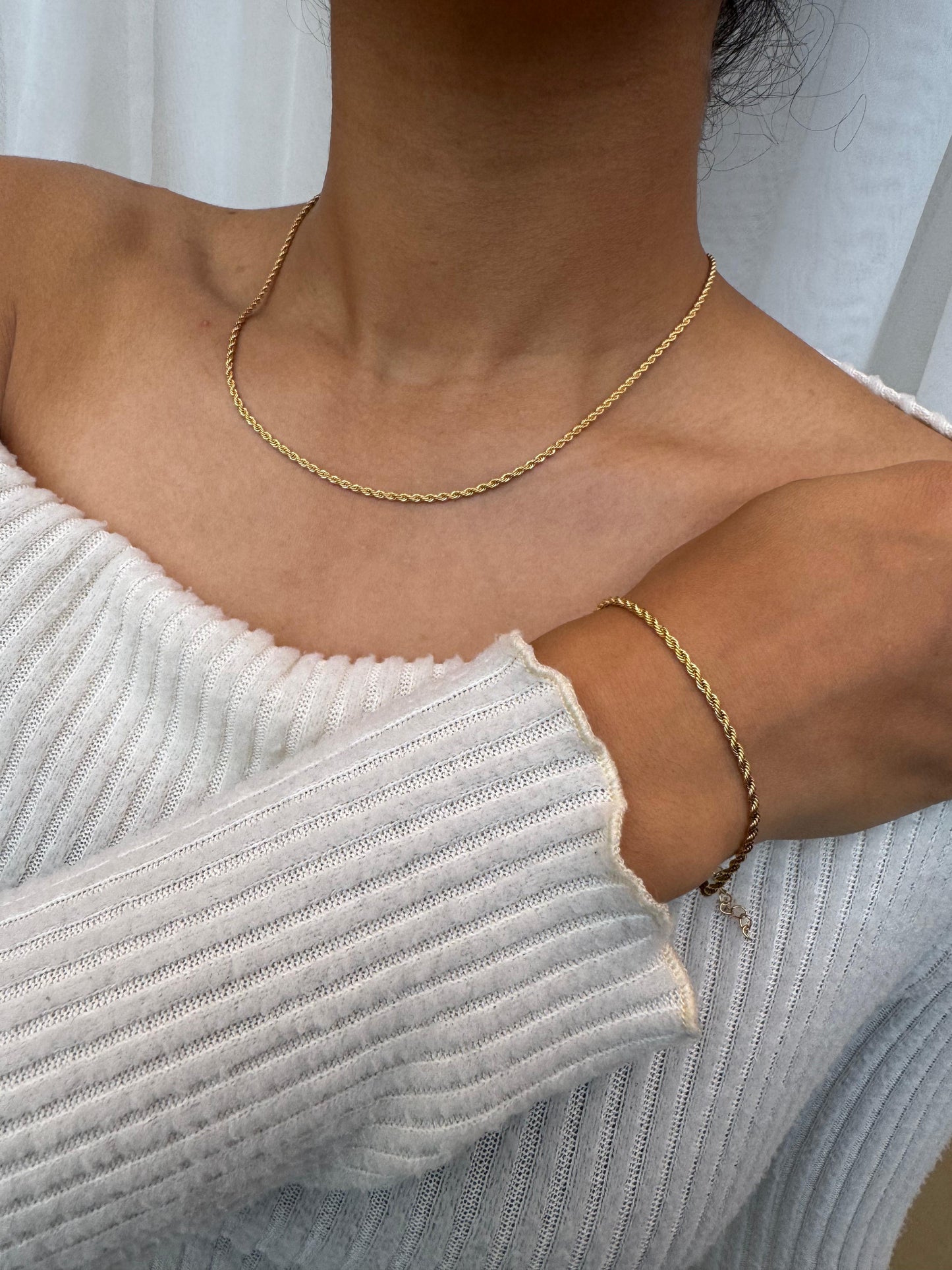 COMBO Pulsera y Cadena Lazo Mujer ORO LAMINADO