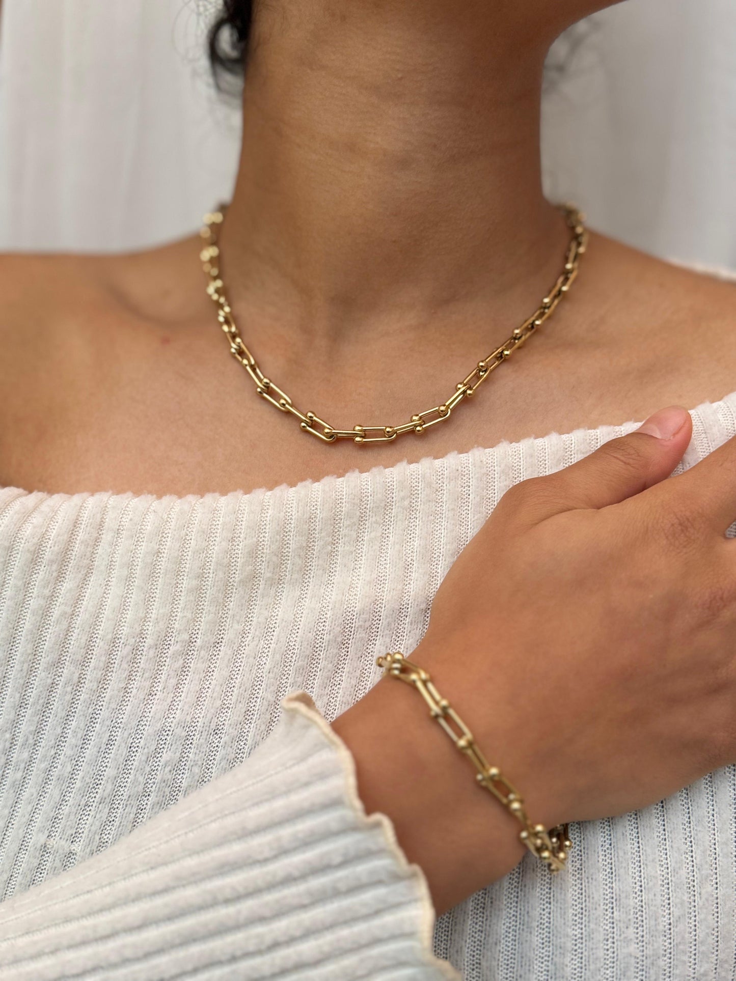 COMBO Pulsera y Cadena Ancla Mujer ORO LAMINADO