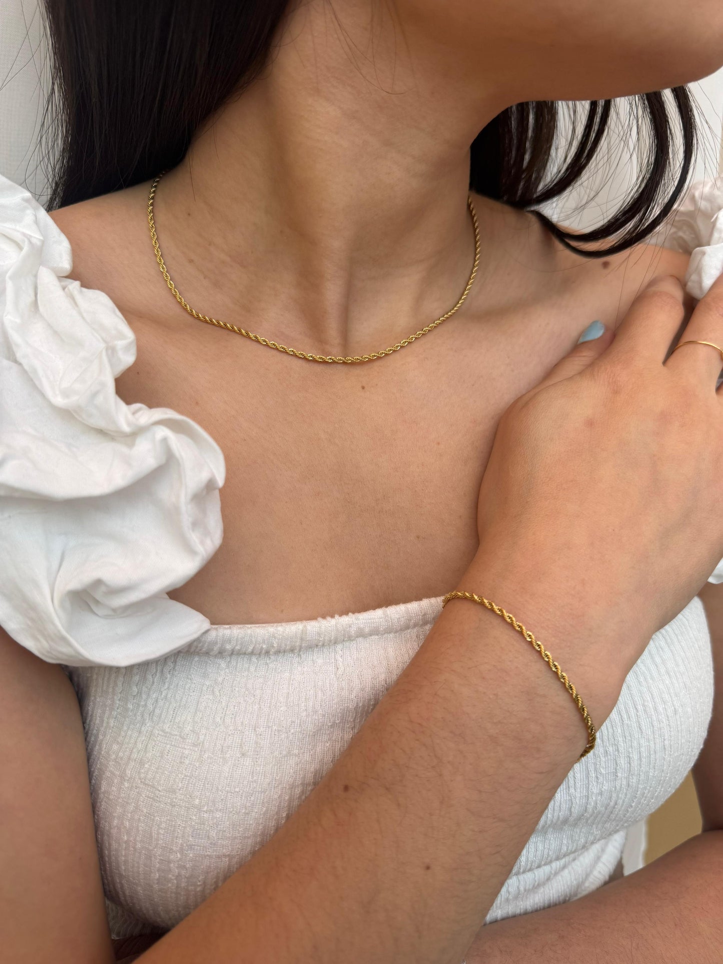 COMBO Pulsera y Cadena Lazo Mujer ORO LAMINADO